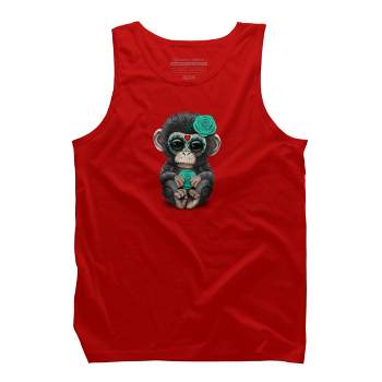 Men's Design By Humans Blue Day of the Dead Sugar Skull Baby Chimp By jeffbartels Tank Top