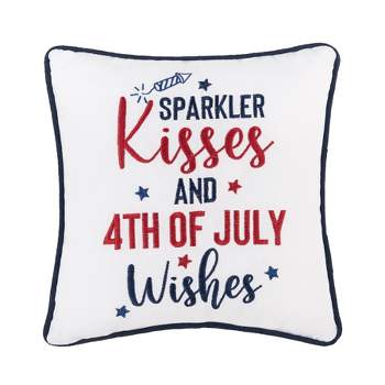 C&F Home 10" X 10" Sparkler Kisses & Fourth of July Wishes Embroidered Throw Pillow