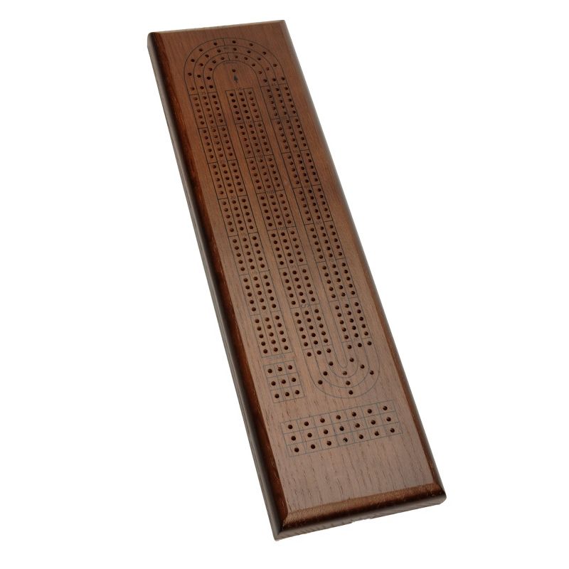 WE Games Classic Cribbage Set - Solid Wood Continuous 3 Track Board with Metal Pegs, 1 of 9