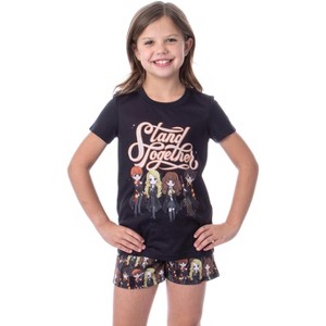 Harry Potter Girls' Stand Together Ron Hermione Sleep Pajama Set Shorts Black - 1 of 4