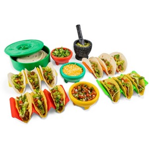 Taco Tuesday TTTK4 Taco Kit, Includes Tortilla Warmer, 3 Salsa Bowls, 4-Set Taco Shell Holders, Mortar & Pestle - 1 of 4