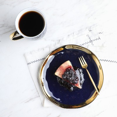 Navy Blue and Gold Porcelain 16-Piece Dinnerware Set