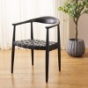 Walda Leather Woven Accent Chair - ACH1010 - Black - Safavieh - 3 of 4