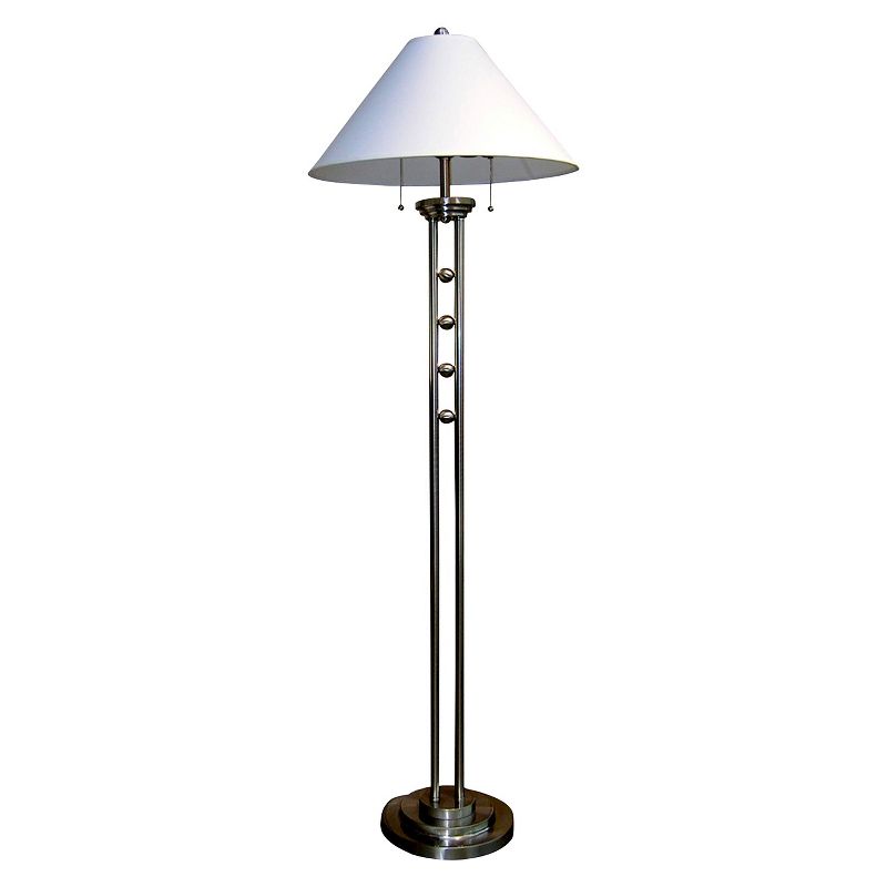 63&#34; Traditional Metal Floor Lamp with Unique Etched Base Silver - Ore International, 1 of 4