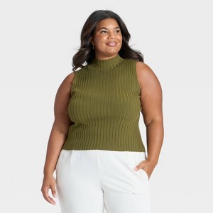 Women's Mock Neck Ribbed Sweater Tank - A New Day™ - 1 of 3
