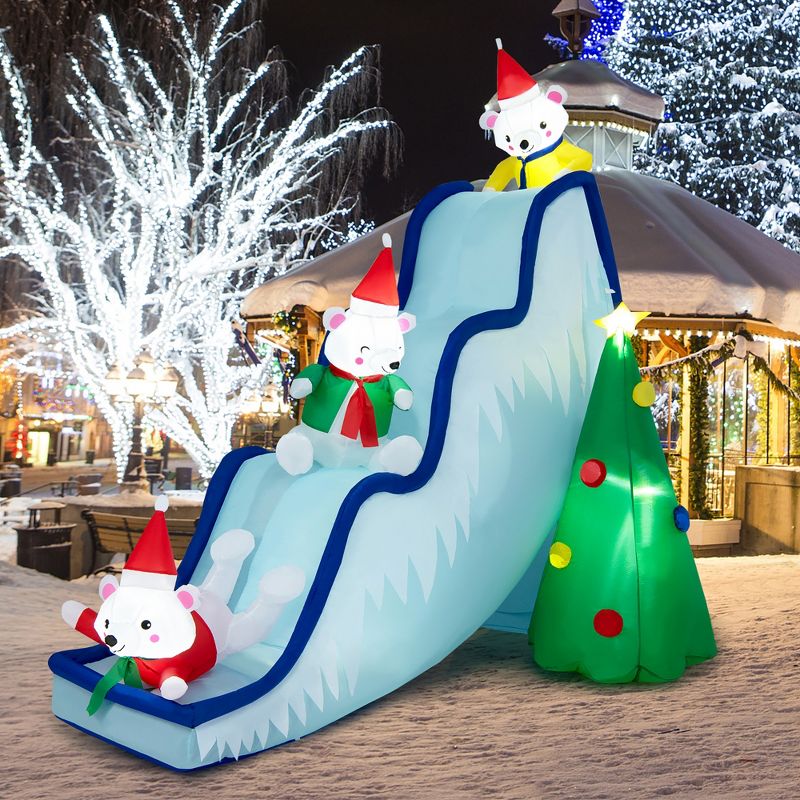 Costway 7.5FTInflatable Polar Bear Slide Scene Decoration, Blowup Christmas Decoration, 2 of 9