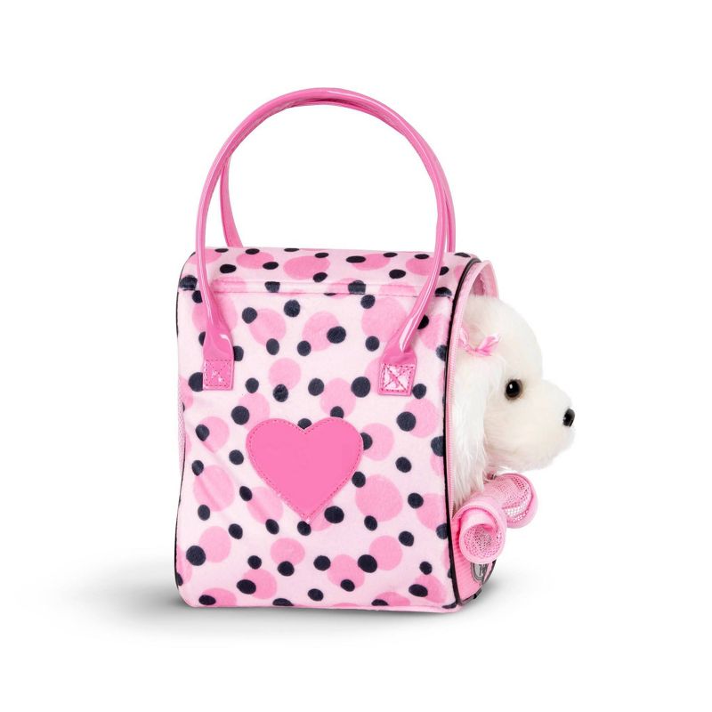 Pucci Pups Pink &#38; Black Spot Print Glam Bag with Maltese Stuffed Animal, 6 of 7
