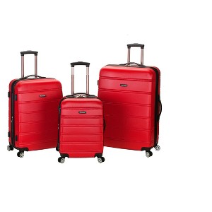 Rockland Melbourne 3pc Expandable ABS Spinner Luggage Set - Red