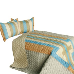 Slickblue Full/Queen 3 Pc Quilt Set, Vermicelli-Quilted TC Fabric, Machine Washable, Bedding, 3 Color Options - 1 of 4