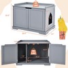 Costway Cat Litter Box  Wooden Enclosure Pet House Washroom Storage Bench Grey - 4 of 4