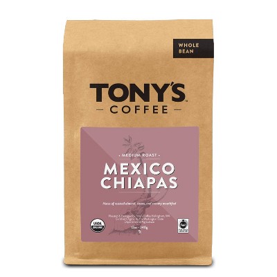 Tony's Coffee Mexico Chiapas Medium Dark Roast Whole Bean Coffee - 12oz