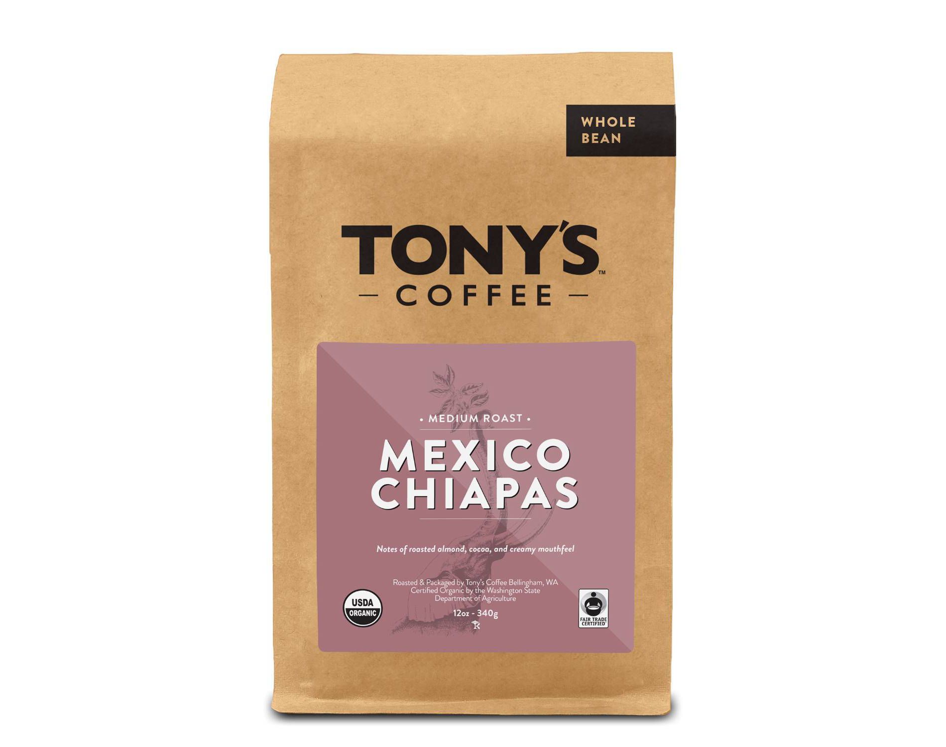 Tony's Coffee Mexico Chiapas Medium Dark Roast Whole Bean Coffee - 12oz