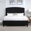 Summit Wingback Tufted Upholstered Bed with Nailhead in Black - 2 of 4