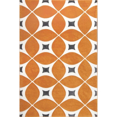 Nuloom Gabriela Geometric 4x6 Area Rug for Living Room Bedroom Dining Room Kitchen, Deep Orange/White