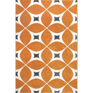 Nuloom Gabriela Geometric 4x6 Area Rug for Living Room Bedroom Dining Room Kitchen, Deep Orange/White - 1 of 4