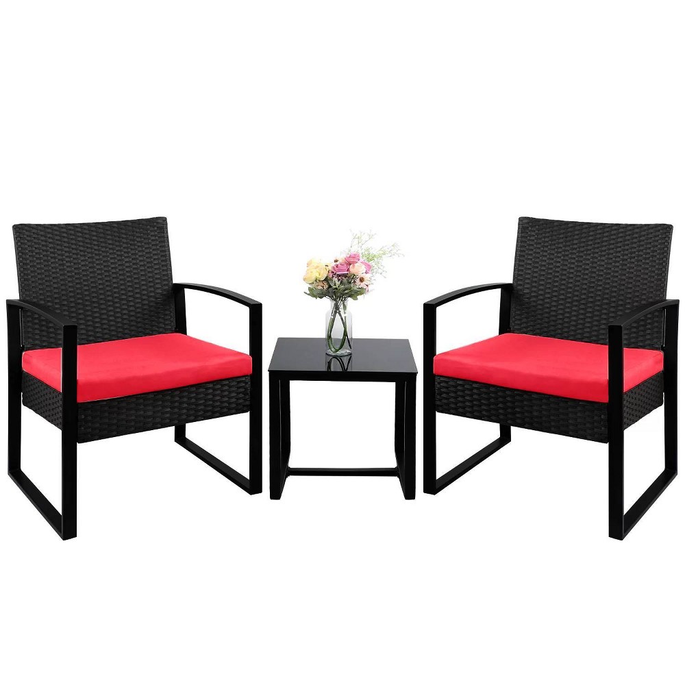 Photos - Garden Furniture Devoko 3pc Outdoor Conversation Set Red
