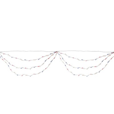 Northlight 100-Count Red and Blue 4th of July Mini Swag Light Set, 6ft White Wire