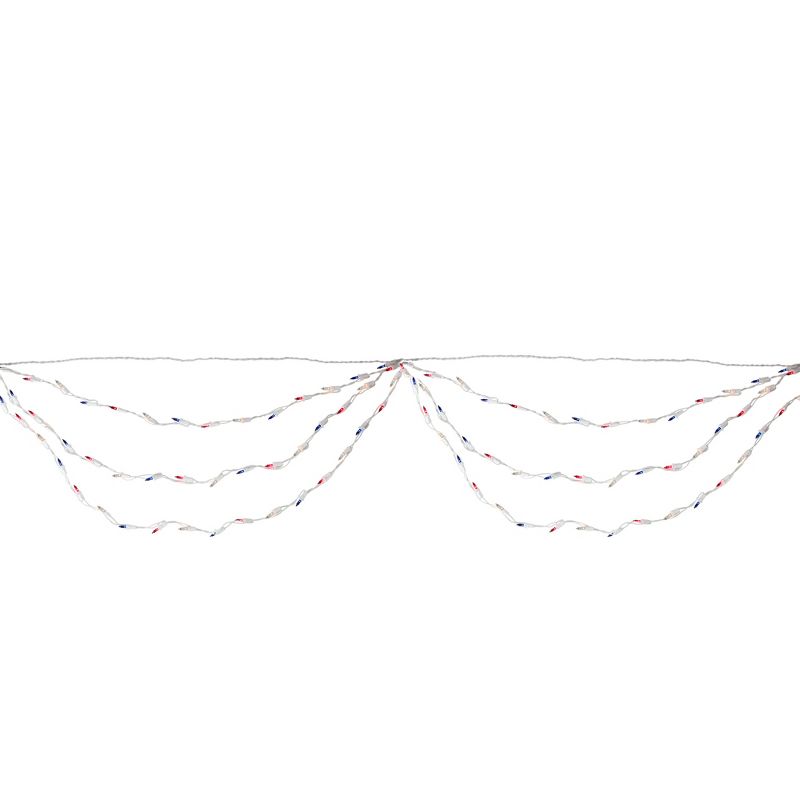Northlight 100-Count Red and Blue 4th of July Mini Swag Light Set, 6ft White Wire, 1 of 4
