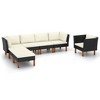 vidaXL Outdoor Lounge Set-Poly Rattan and Eucalyptus Wood-Seating Comfort with Adjustable Cushions, Black and Cream White - 2 of 4