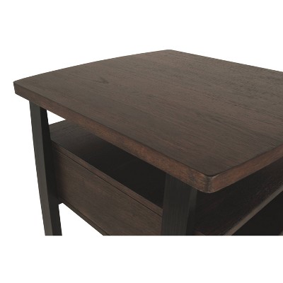 Contemporary Vailbry Two-Tone Rectangular End Table in Black and Brown