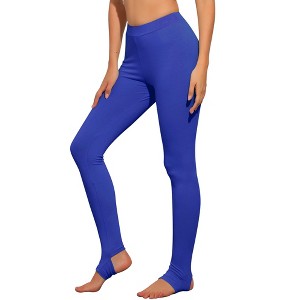 INSPIRE CHIC Women's Elastic Waistband Soft Gym Yoga Cotton Stirrup Pants Leggings - 1 of 4