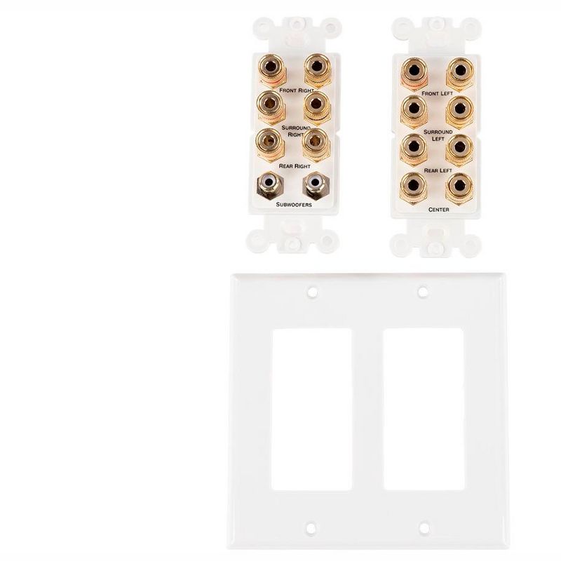 Monoprice 2-Gang 7.2 Surround Sound Distribution Wall Plate | Gold Plated, No Wire Pull-Outs, 2 of 7