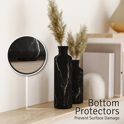 Matte Black Marble Look Decorative Vase Set