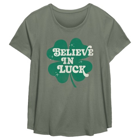 Women's Lost Gods Believe in Luck Shamrock T-Shirt - image 1 of 3