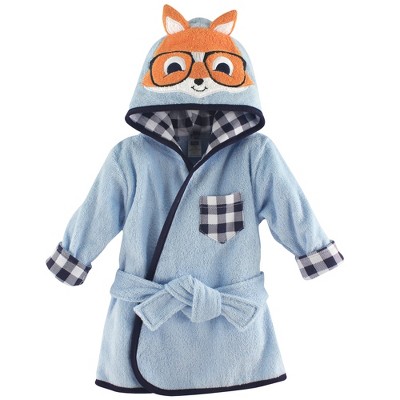 Hudson Baby Infant Boy Cotton Animal Face Bathrobe, Nerdy Fox, 0-9 Months