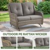 Buenhomino Patio Loveseat Rattan Glider Sofa with Curved Armrest Thicking Back & Seat Cushions for Garden Balcony Backyard - 4 of 4