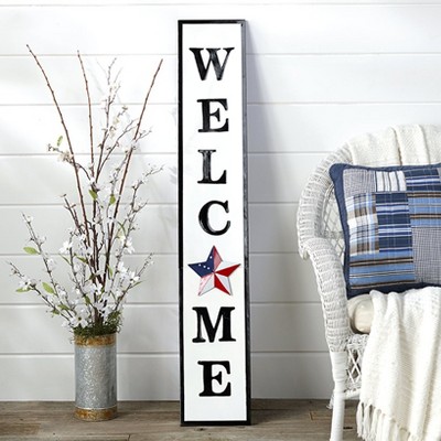 52" White and Black Metal Interchangeable Welcome Sign