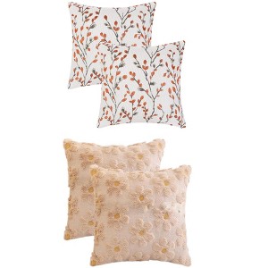 REGALWOVEN 4 Pcs Floral Pattern Soft Comfort Throw Pillow Covers 18" x 18" - 1 of 4