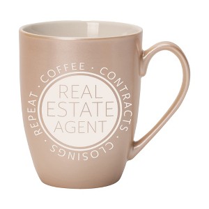 Elanze Designs Coffee Contracts Closings Real Estate Agents Precious Pearl 10 ounce New Bone China Coffee Cup Mug - 1 of 4