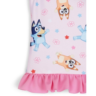 Bluey Little Girls UPF 50+ Peplum Tankini Top and Bikini Bottom Swim Set Pink 5-6 — фото 2