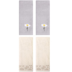 REGALWOVEN 4 Pcs Bathroom Soft Cotton Absorbent Hands Towels - 1 of 4