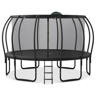 NAYSAYE Trampoline 16FT with Upgraded Composite Basketball Board for Outdoor Play, Black, 192.00"*106.30"*213.80"