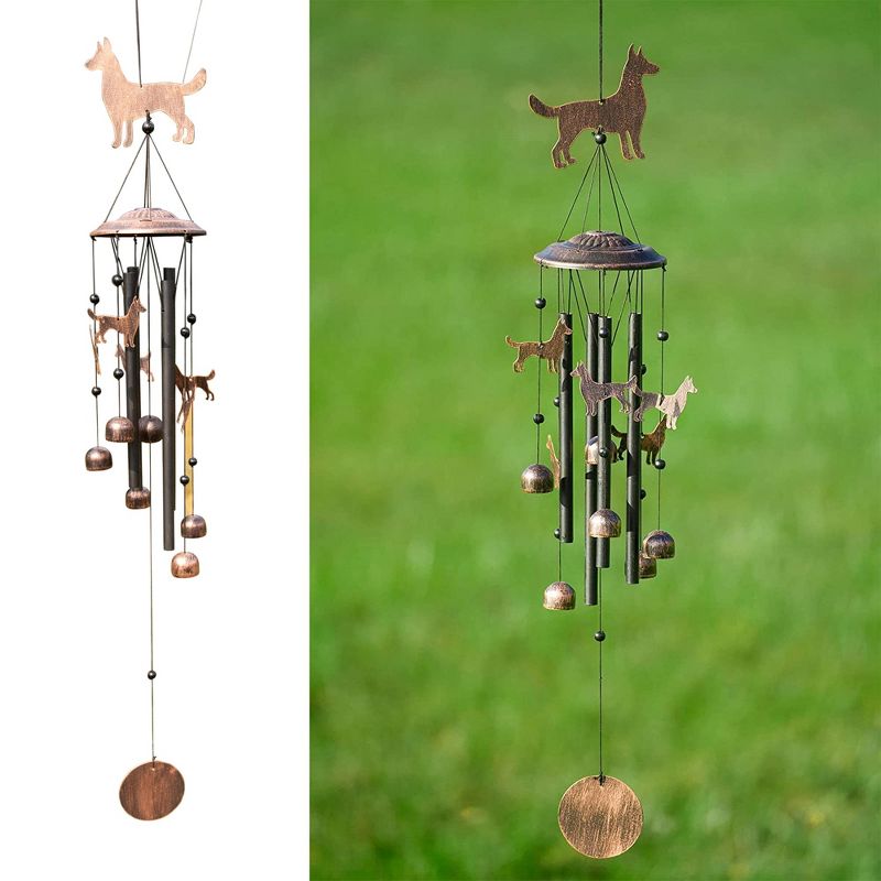VP Home 40" H Iron Dogs Wind Chimes for Outside, Brown, 1 of 6