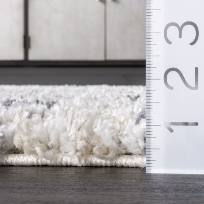 Ivory and Gray Synthetic Shag Rectangular Area Rug, 4' x 6'