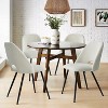 Panipeachy Upholstered Dining Chairs Set of 4, Modern Beige Faux Shearling Side Chair with Matte Black Legs - 3 of 4