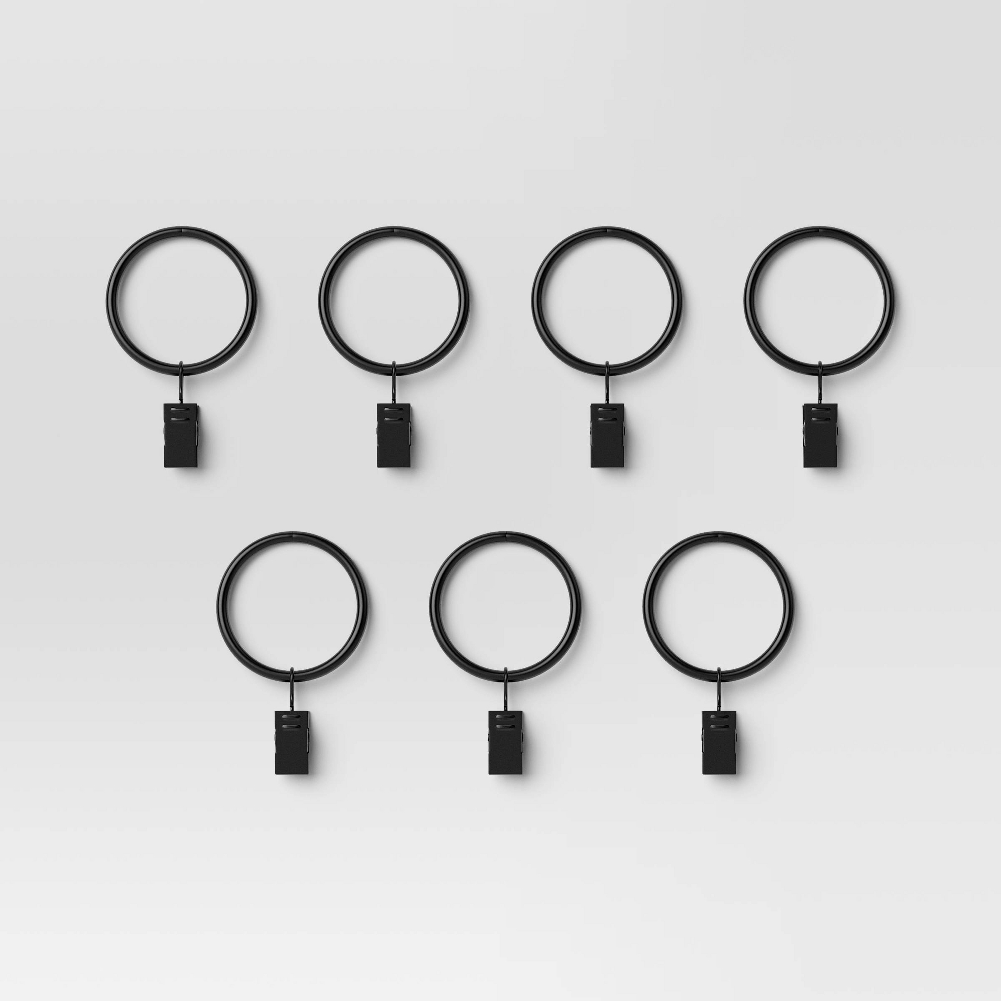 7pk Clip Rings Matte Black - Threshold™