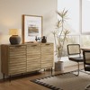 LuxenHome Mid-Century Modern Wave 3-Door 55.1-Inch Wide Kitchen Sideboard Cabinet with Metal Legs - 3 of 4