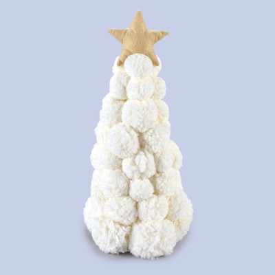 Lakeside Christmas Snowball Tree with Gold Star Topper - Holiday Home Accent