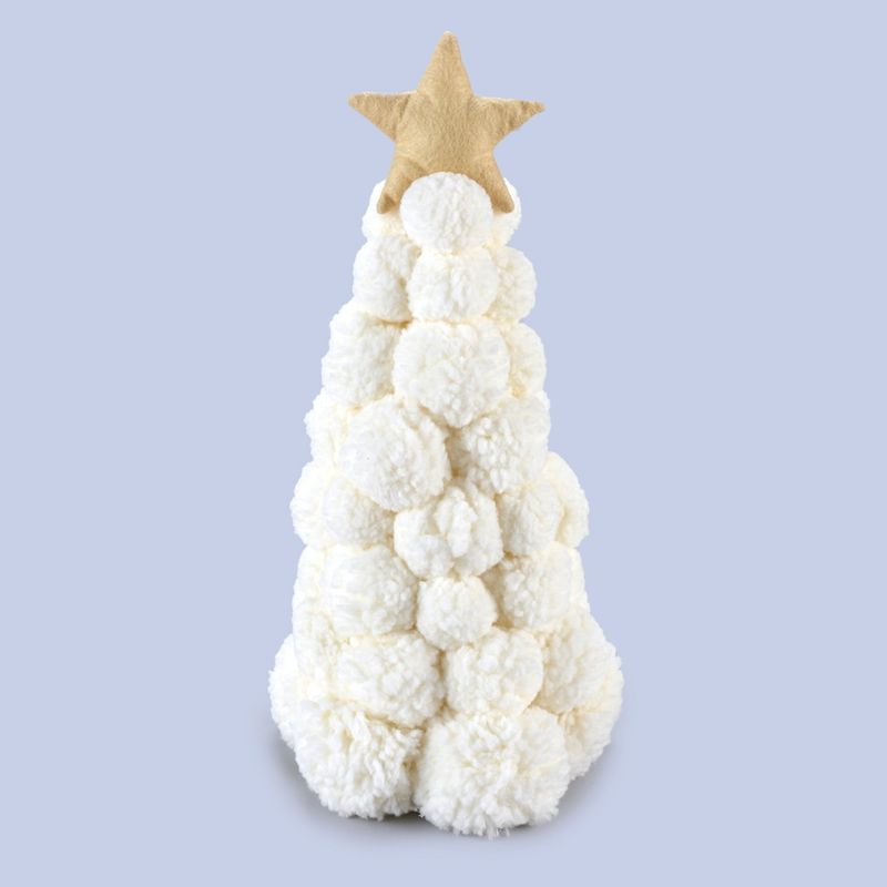 The Lakeside Collection Christmas Snowball Tree with Gold Star Topper - Holiday Home Accent, 1 of 8