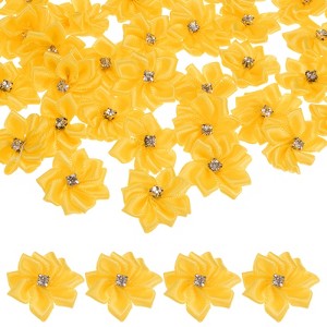 Unique Bargains Artificial Satin Durable Flexible Decorative Mini Ribbon Flowers with Rhinestones 1.2 Inch 100 Pcs - 1 of 4