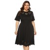 Women's Plus Size Summer Dress Short Sleeve Casual Empire Waist Hollow Neck Design - 4 of 4