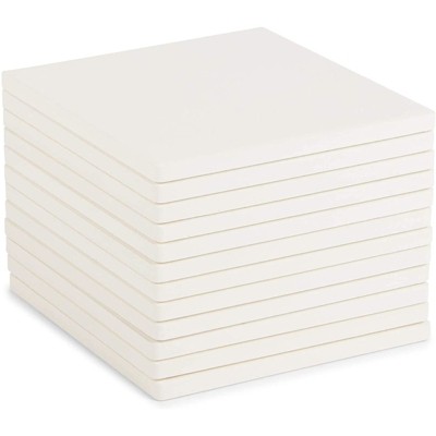 Bright Creations 12 Pack Blank Ceramic Tiles for Crafts, DIY Coasters, Unglazed (White, 4.25 In)