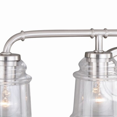Toledo 30.5" Satin Nickel Industrial Vanity Light with Clear Glass Shades