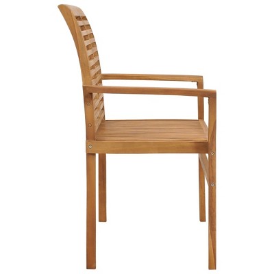 Solid Teak Wood Patio Bench with Green Cushion
