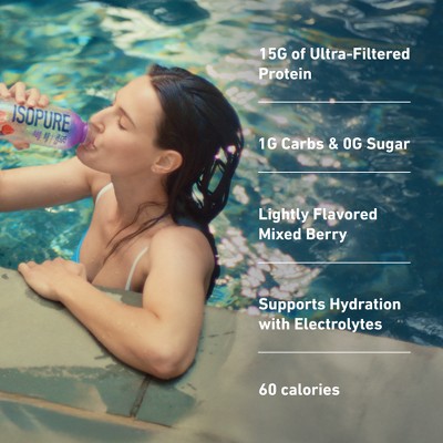 Isopure Ready to Drink Mixed Berry 15g Clear Protein Water with Electrolytes - 4pk/20 fl oz
