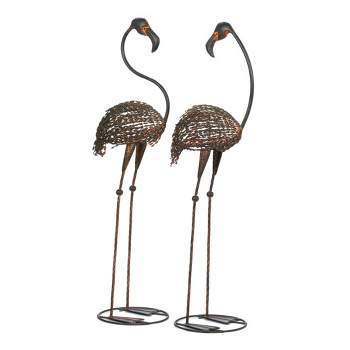 11.75" Iron Wild Flamingo Garden Art Duo Bronze - Zingz & Thingz
